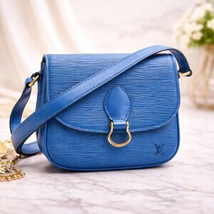 Authentic Louis Vuitton Mini Saint Cloud Epi Leather Blue Crossbody Bag
